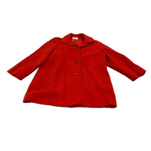 VTG 80s Herman Kay Wool Peacoat Womens Size Large Red Made In USA Mid Thigh
